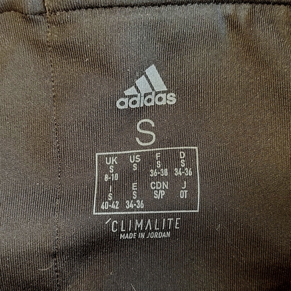 ADIDAS Climalite 3 Stripe High Rise Leggings NEW Size Small Black Cropped Pants - Picture 9 of 9